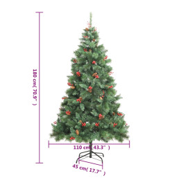 Sapin de Noël artificiel avec pommes de pin et baies 180 cm