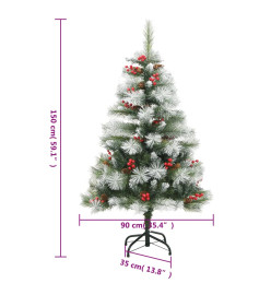 Sapin de Noël artificiel avec pommes de pin et baies 150 cm