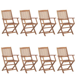 Chaises pliables d'extérieur 8 pcs Bois d'acacia solide