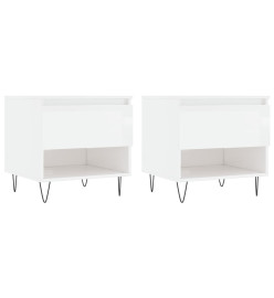 Tables basses 2 pcs blanc brillant 50x46x50cm bois d'ingénierie