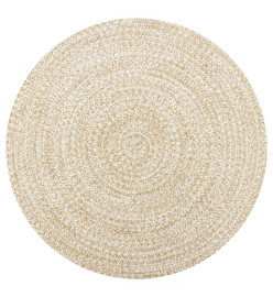 Tapis fait à la main Jute Blanc et naturel 90 cm