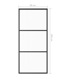 Porte coulissante Verre ESG et aluminium 90x205 cm Noir