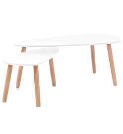 Ensemble de tables basses 2 pcs Bois de pin massif Blanc