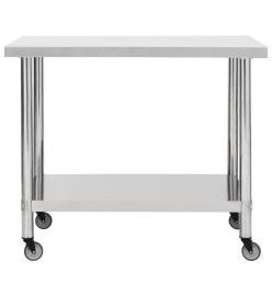 Table de travail de cuisine avec roues 100x30x85 cm Inox