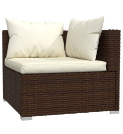 Salon de jardin 4 pcs avec coussins Marron Résine tressée