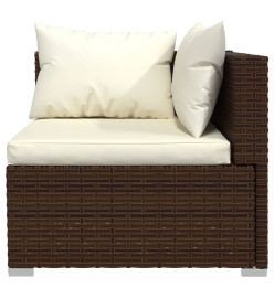 Salon de jardin 4 pcs avec coussins Marron Résine tressée