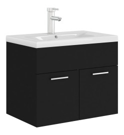 Armoire d'évier avec lavabo intégré Noir Aggloméré