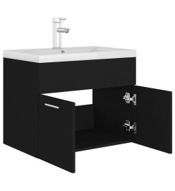 Armoire d'évier avec lavabo intégré Noir Aggloméré