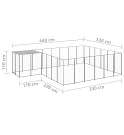 Chenil Argenté 12,1 m² Acier