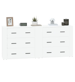 Buffets 2 pcs blanc brillant bois d'ingénierie