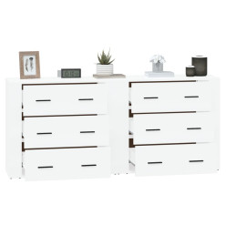 Buffets 2 pcs blanc brillant bois d'ingénierie