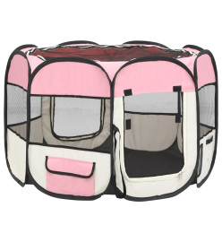 Parc pour chiens pliable avec sac de transport Rose 90x90x58 cm