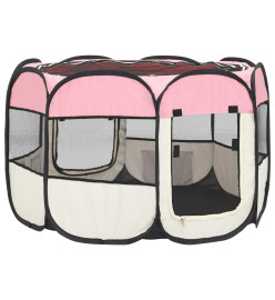 Parc pour chiens pliable avec sac de transport Rose 90x90x58 cm