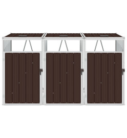 Abri de poubelle triple Marron 213x81x121 cm Acier