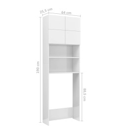 Meuble de machine à laver Blanc 64x25,5x190cm Bois d'ingénierie