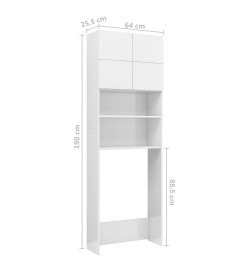 Meuble de machine à laver Blanc brillant 64x25,5x190 cm