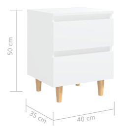 Table de chevet avec pieds en pin Blanc 40x35x50 cm