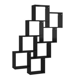 Étagère cube murale Noir brillant 90x15x119 cm Aggloméré