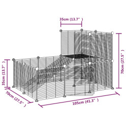 Cage animaux de compagnie à 20 panneaux et porte Noir 35x35 cm