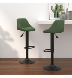 Tabourets de bar lot de 2 vert foncé velours