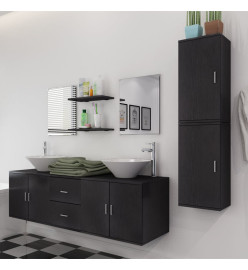 Mobilier de salle de bain avec lavabo 9 pcs Noir