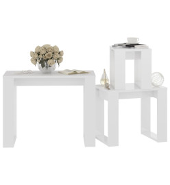 Tables gigognes 3 pcs Blanc brillant Bois d'ingénierie