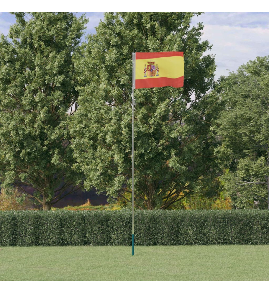 Drapeau de l'Espagne et mât 5,55 m Aluminium