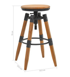 Tabourets de bar lot de 2 bois de sapin solide