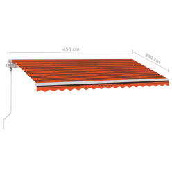 Auvent automatique capteur de vent LED 450x350 cm Orange marron