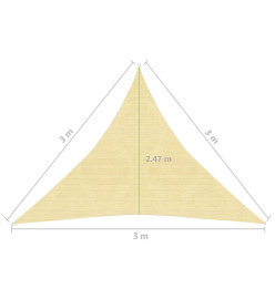 Voile d'ombrage 160 g/m² Beige 3x3x3 m PEHD