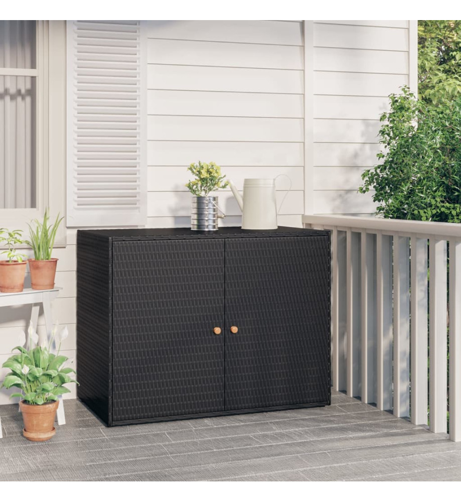 Armoire de rangement jardin Noir 100x55,5x80 cm Résine tressée