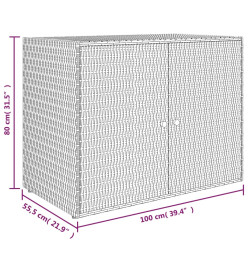 Armoire de rangement jardin Noir 100x55,5x80 cm Résine tressée
