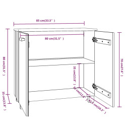 Buffet HAMAR Gris clair 85x35x80 cm Bois massif de pin