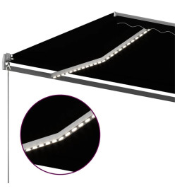 Auvent automatique et capteur de vent LED 450x350 cm Anthracite