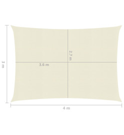 Voile d'ombrage 160 g/m² Crème 3x4 m PEHD