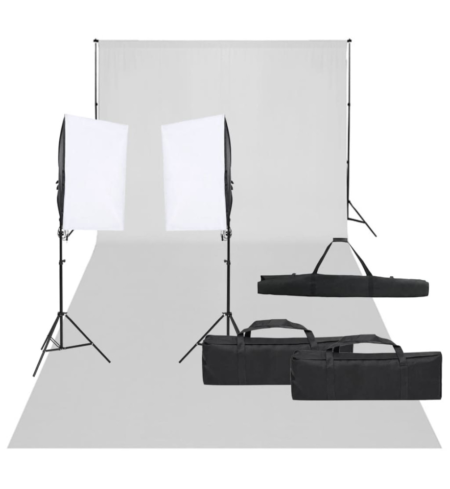 Kit de studio photo avec éclairage et toile de fond