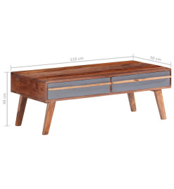 Table basse Gris 110x50x40 cm Bois massif