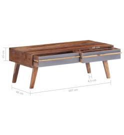 Table basse Gris 110x50x40 cm Bois massif