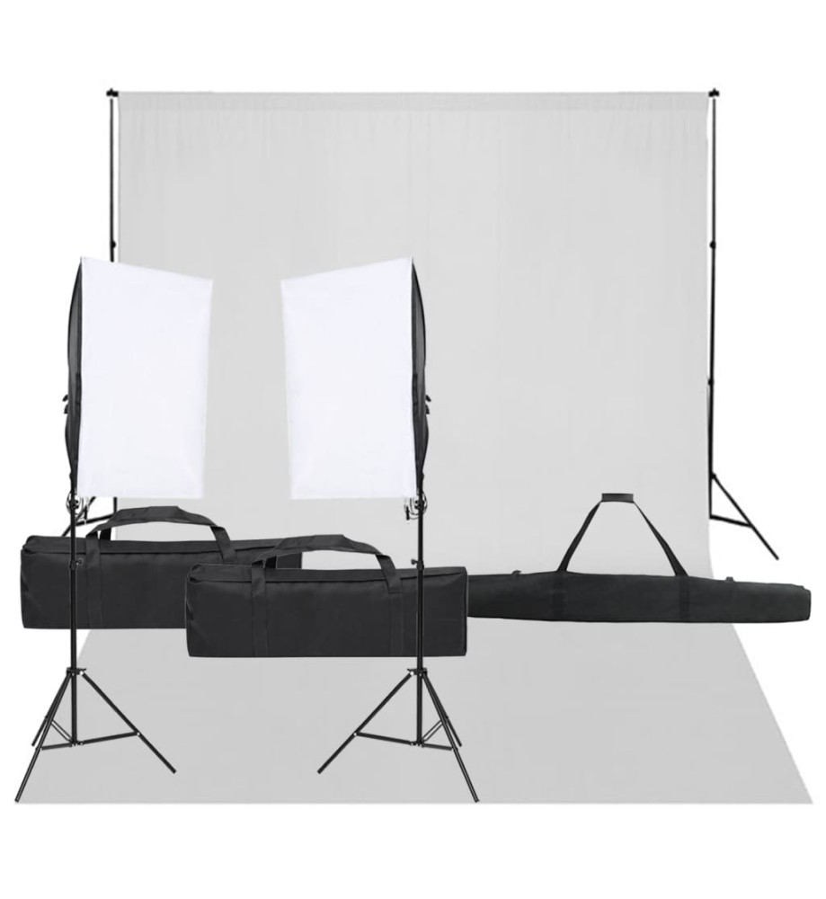 Kit de studio photo avec éclairage et toile de fond