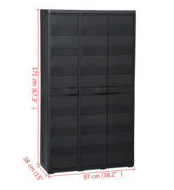 Armoire de rangement de jardin avec 4 étagères Noir