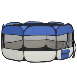 Parc pliable pour chien avec sac de transport Bleu 145x145x61cm