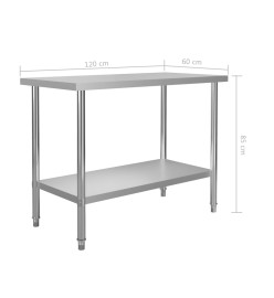 Table de travail de cuisine 120x60x85 cm Acier inoxydable