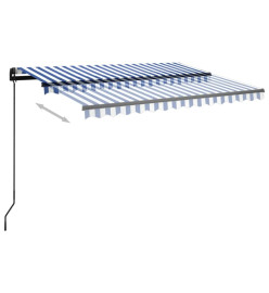 Auvent automatique capteur de vent LED 3,5x2,5 m Bleu et blanc