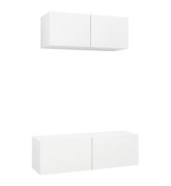 Ensemble de meuble TV 2 pcs Blanc Aggloméré