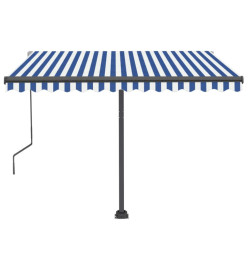 Auvent automatique capteur de vent/LED 350x250 cm Bleu et blanc