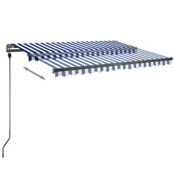 Auvent automatique capteur de vent/LED 350x250 cm Bleu et blanc