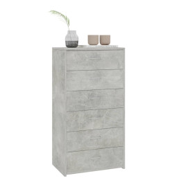 Buffet avec 6 tiroirs Gris béton 50x34x96 cm Aggloméré