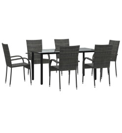 Ensemble à dîner de jardin 7 pcs Gris Résine tressée