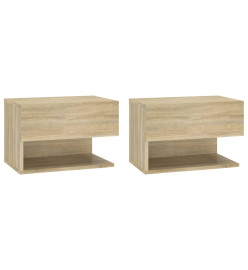 Tables de chevet murales 2 pcs Chêne sonoma