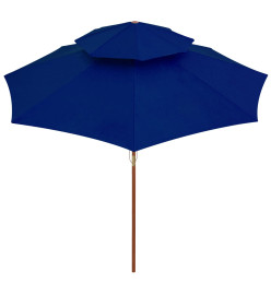 Parasol double avec mât en bois Bleu 270 cm